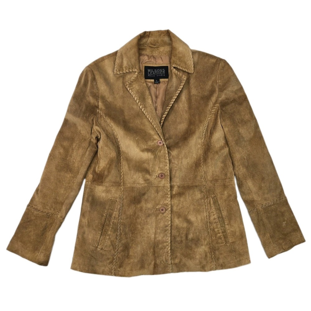 Vtg Wilsons Leather Womens L Suede Leather Jacket Western Festival Rodeo 3372